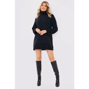 Alice + Olivia | Turtleneck Sweater Mini Dress Angora Blend Black Size XS